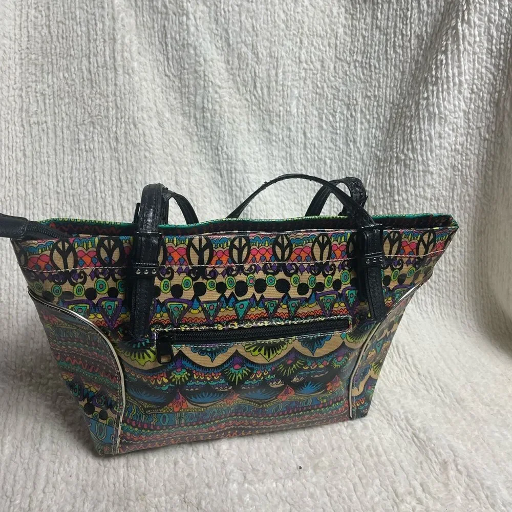 Sakroots Artist Circle Metro Tote , Cotton multi color Coated Canvas tote .